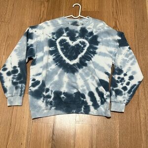 Urban Outfitters Heart Tie Dye Blue Crewneck